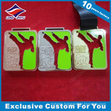 Silk Ribbon High End Enamel Cut-out Design Taekwondo Medals